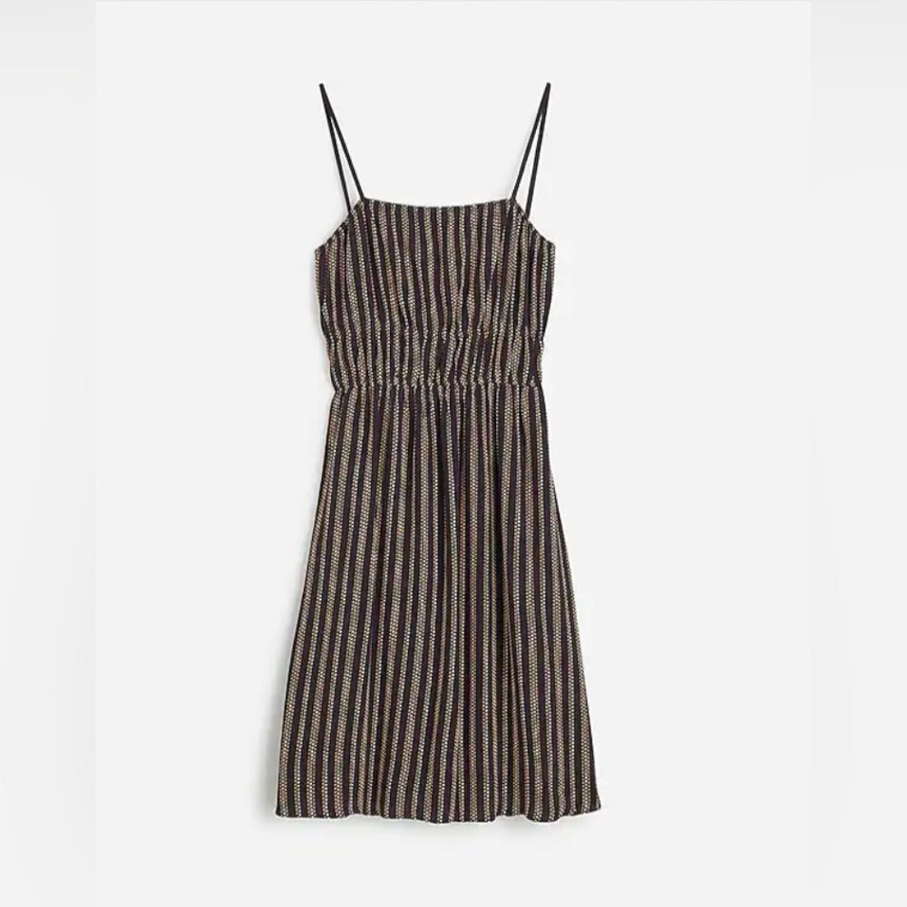 Smocked Square-Neck Mini Dress in Stripe